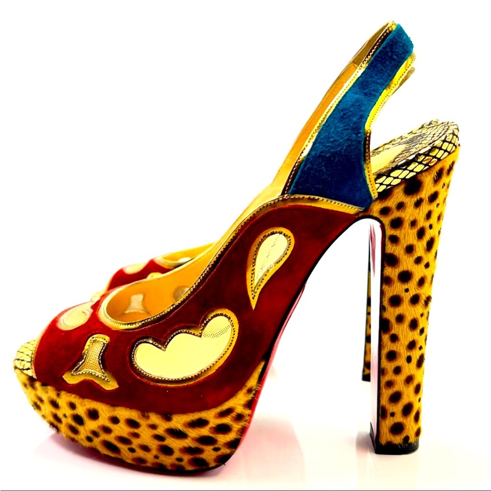 Louboutin Morale 140 Suede Pony Leopard Multicolor Pumps Euro 37 💥FLASH SALE💥